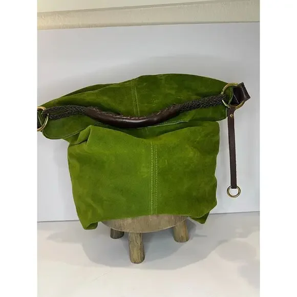 Henri Lou Green Y2K seude Hobo Bag  Euc - Picture 3 of 9